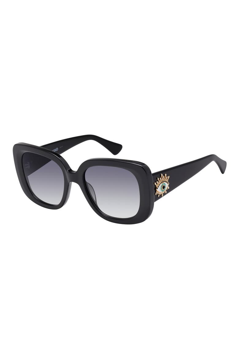 53mm Gradient Butterfly Sunglasses, Alternate, color, BLACK/ SMOKE GRADIENT