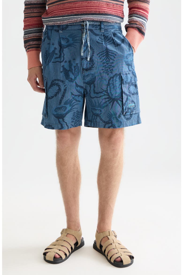 Chambray Cargo Shorts, Main, color, DESERT FLORAL INDIGO