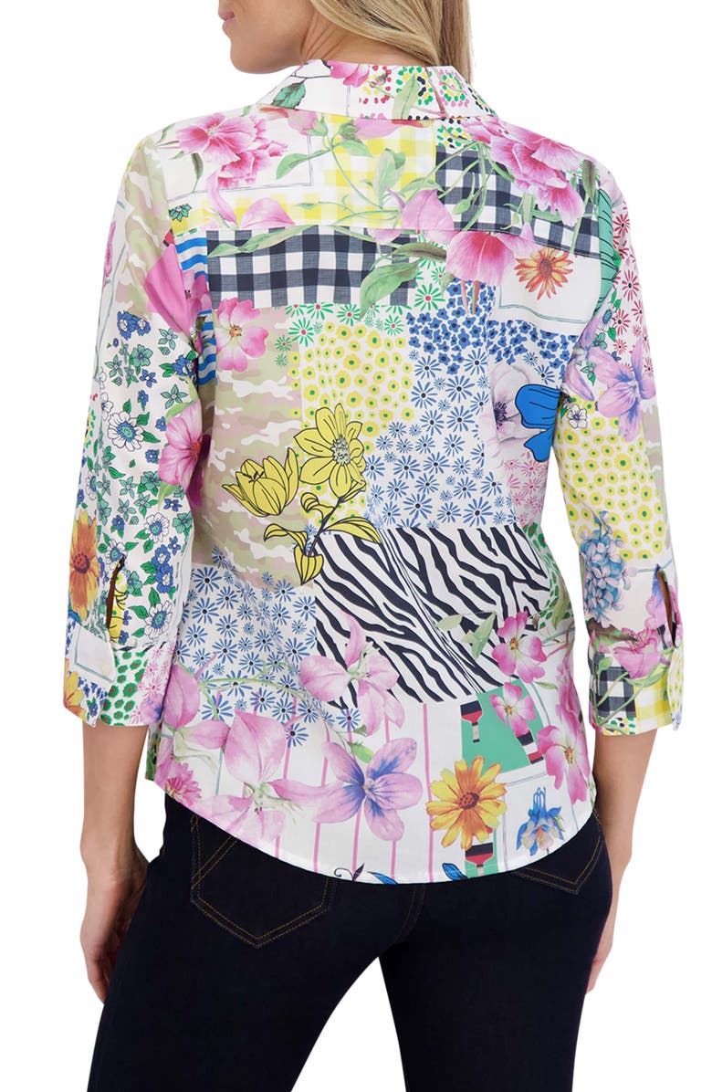Foxcroft Mary Floral Cotton Poplin Button-Up Shirt, Alternate, color, 