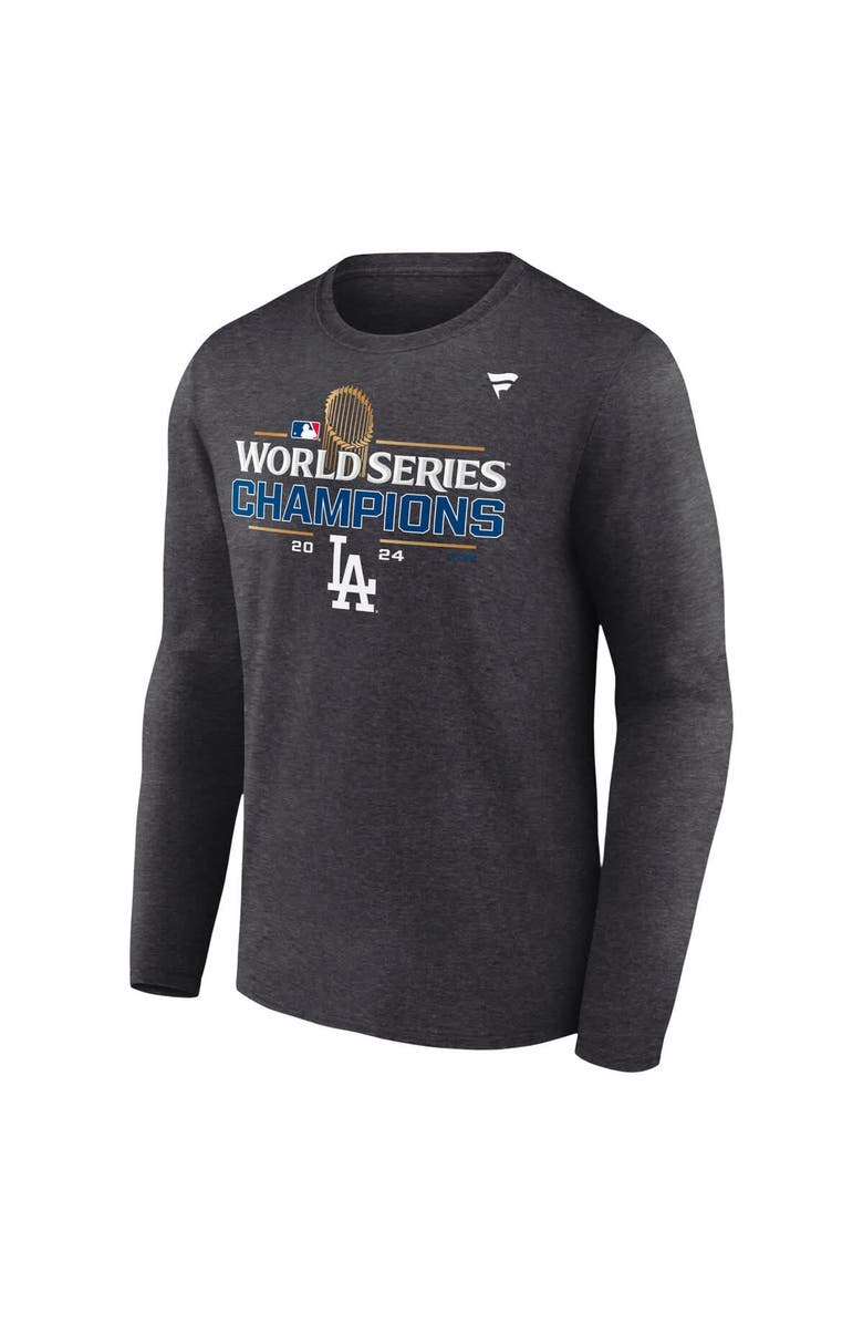 FANATICS Men's Fanatics Heather Charcoal Los Angeles Dodgers Big & Tall 2024 World Series Champions Locker Room Long Sleeve T-Shirt, Alternate, color, 