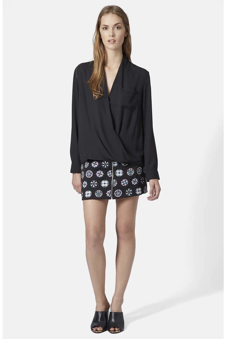 Surplice Pocket Blouse, Alternate, color, BLACK