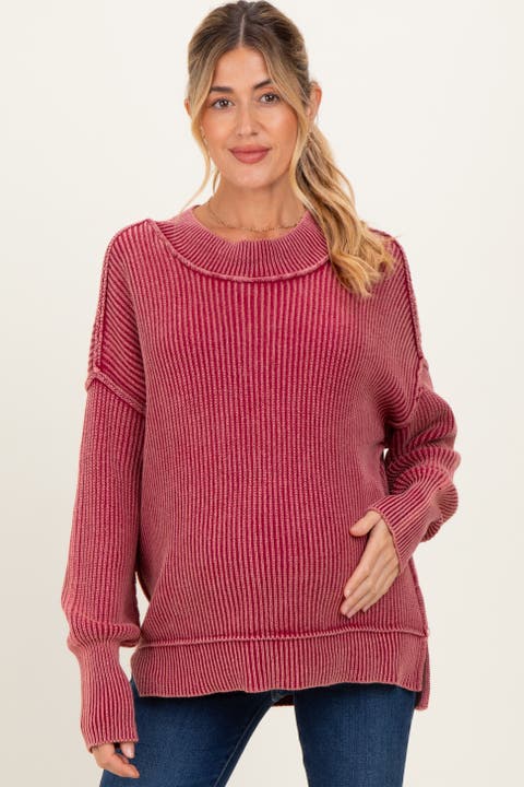 Washed Side Slit Oversized Sweater