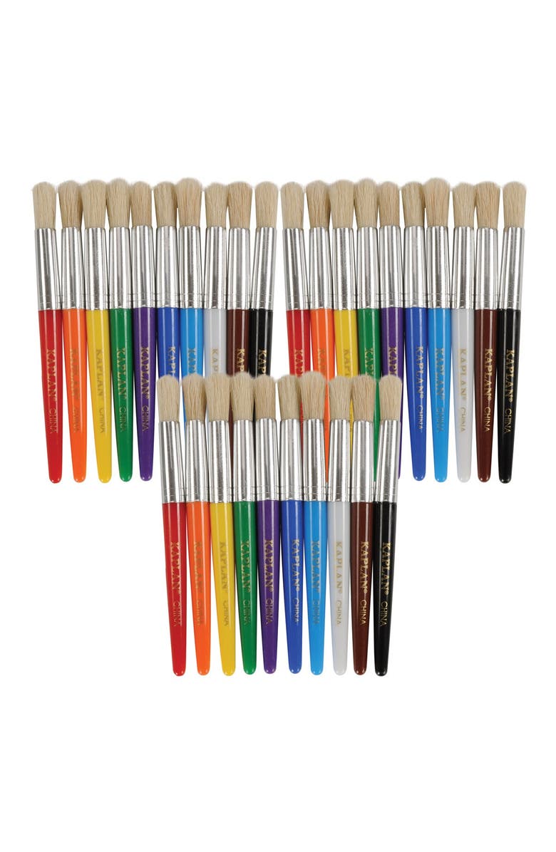 Kaplan Early Learning Company Easy to Grip Colored Chubby Brushes- Set of 30, Main, color, Multicolored