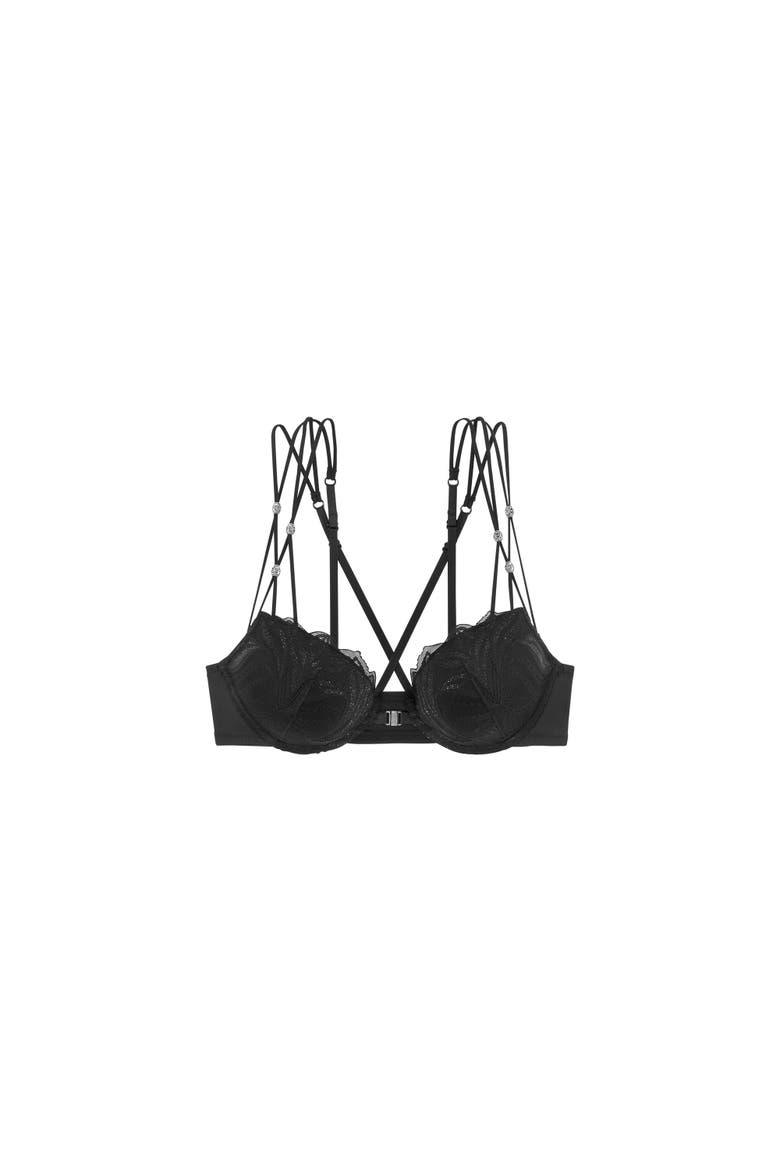 Strappy Push Up Bra, Alternate, color, Black