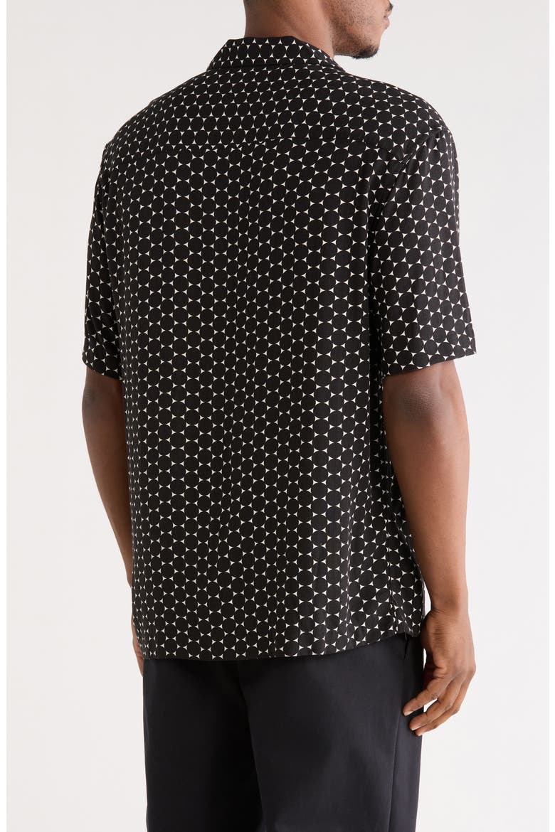 Geo Print Short Sleeve Shirt, Alternate, color, BLACK