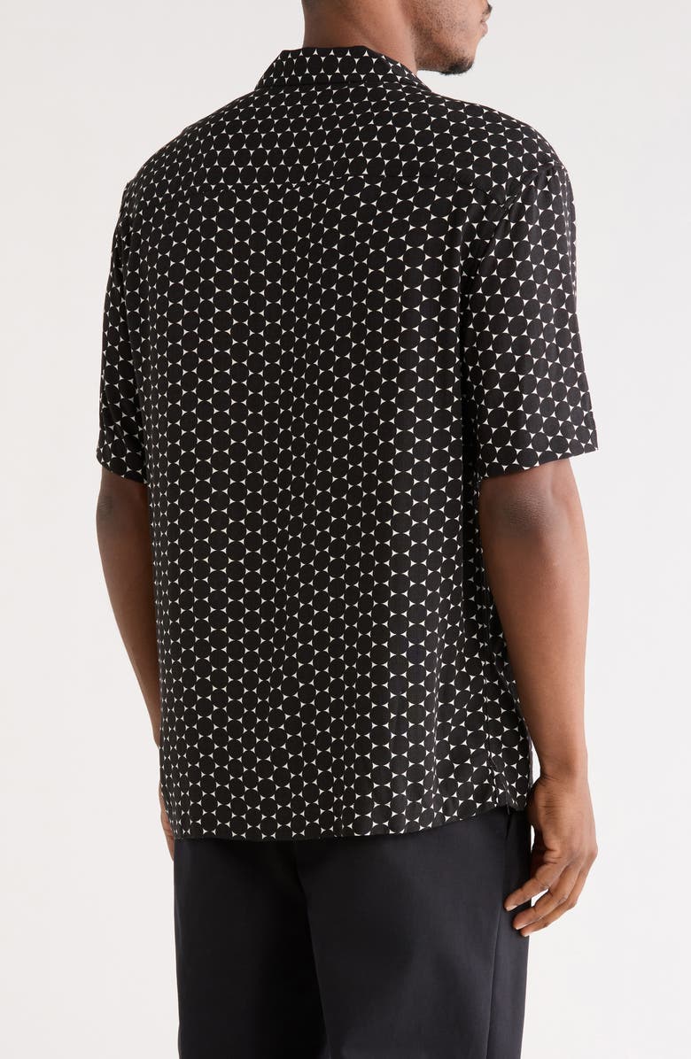 DENIM AND FLOWER Geo Print Short Sleeve Shirt, Alternate, color, Black