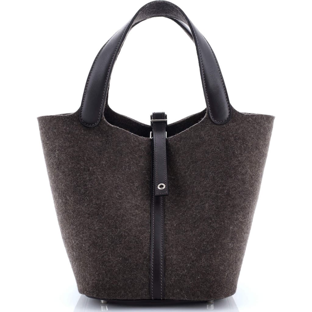 Pre-owned Hermes Hermes Picotin Lock Bag Felt With Leather Mm In Gray