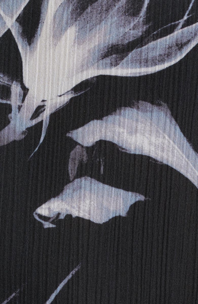 Open Edit Oversize Floral Short Sleeve Silk Button-Up Shirt, Alternate, color, Black Incandescent Floral