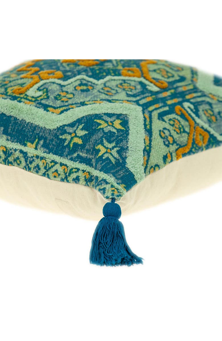 PARKLAND COLLECTION Lotus Tassel Accent Pillow, Alternate, color, Blue Green Multicolor