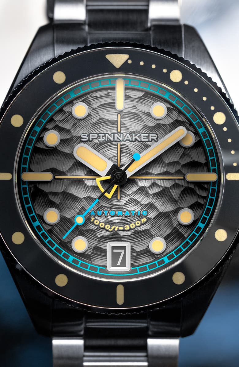 SPINNAKER Challenger Automatic Bracelet Watch, 42mm, Alternate, color, Grey