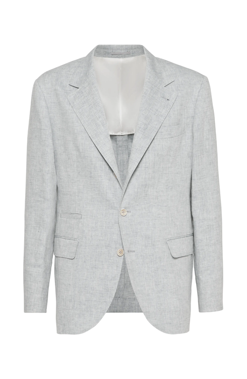 Shop Brunello Cucinelli Linen Unconstructed Blazer In Cosmos
