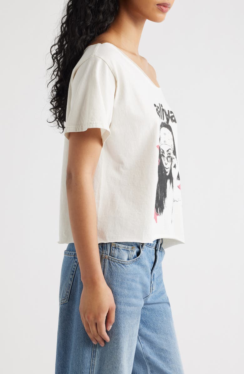 Merch Traffic Aaliyah Off the Shoulder Graphic T-Shirt, Alternate, color, Ivory