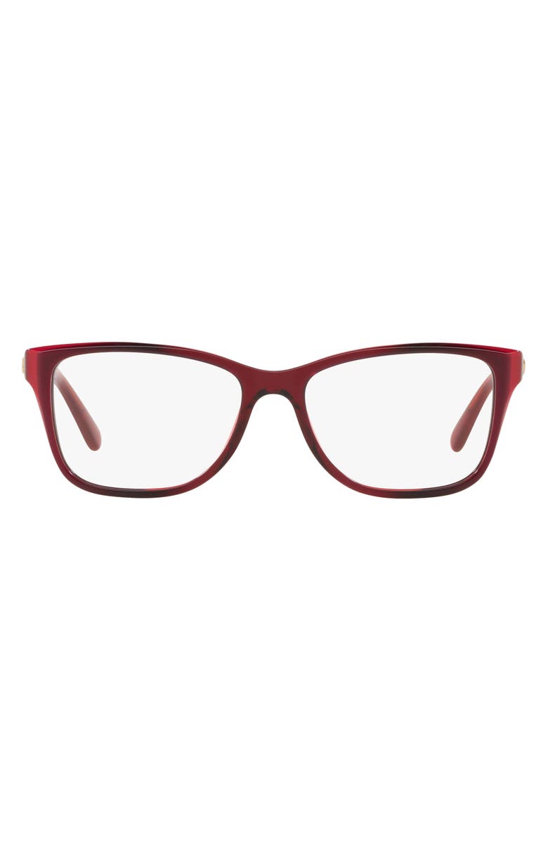 COACH 50mm Rectangular Optical Glasses, Main, color, Burgundy Laminate / Demo Lens