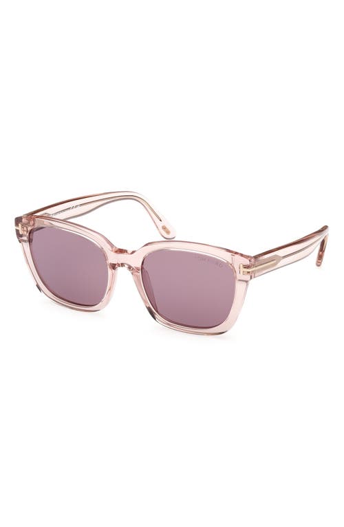 Tom Ford Haylay 53mm Square Sunglasses In Shiny Transparent Powder Rose