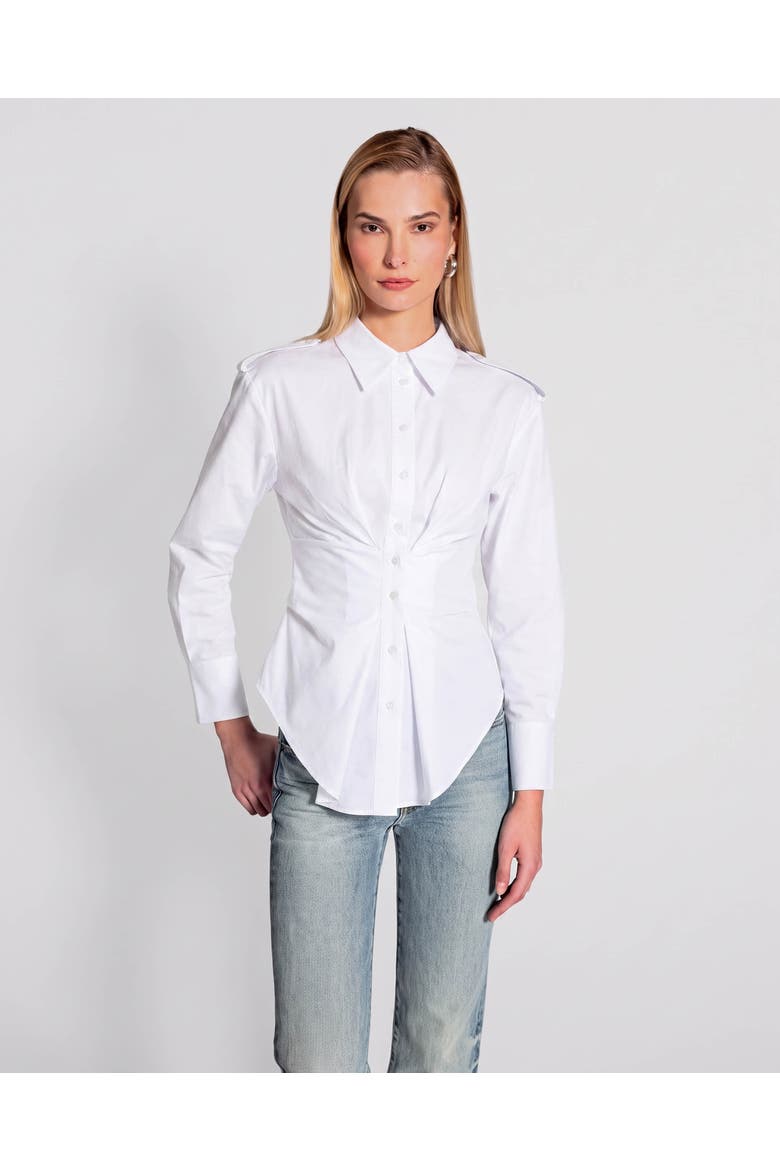 Nemesis Cinched Epaulet Shirt, Main, color, White