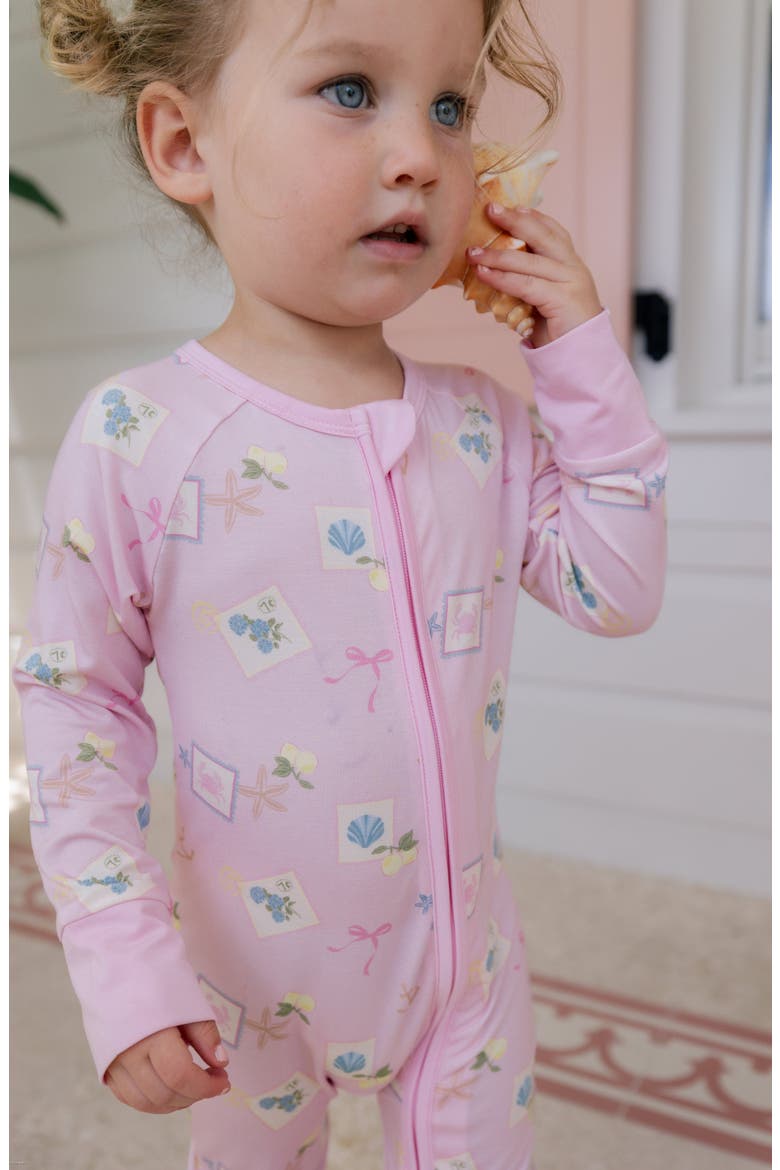Little Coastal Notes Zipper Romper, Alternate, color, Light Pink
