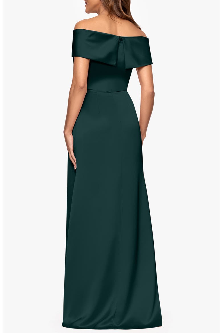 Off the Shoulder Satin Gown, Alternate, color, HUNTER