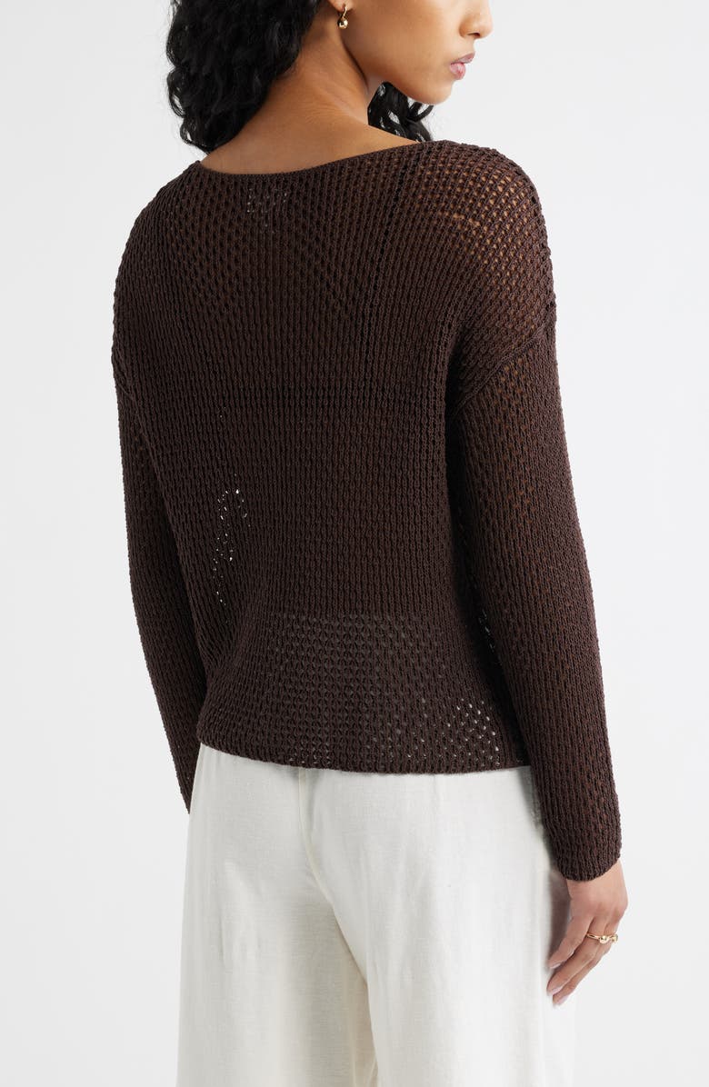 Open Edit Open Stitch Sweater, Alternate, color, Brown Seal