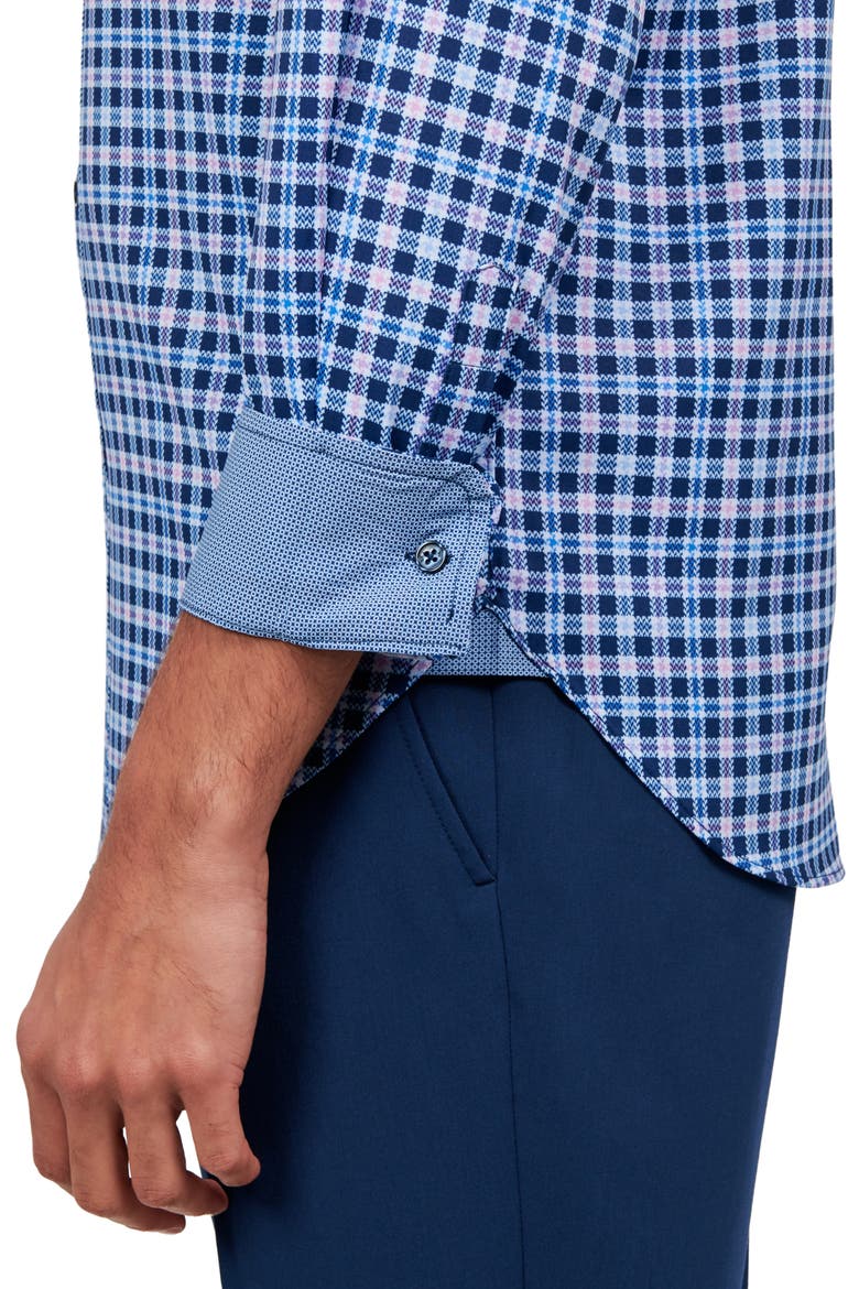 Check Performance Dress Shirt, Alternate, color, NAVY