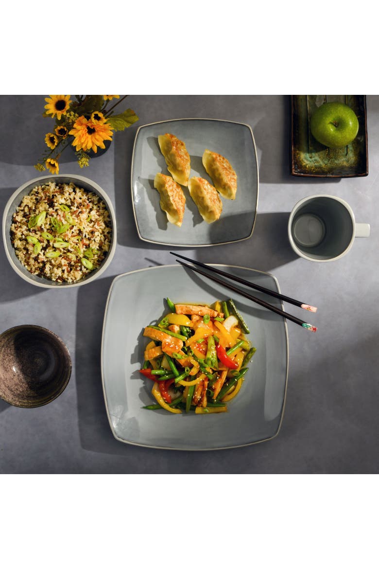 Soho Lounge Square Stoneware Dinnerware Set, Alternate, color, Grey