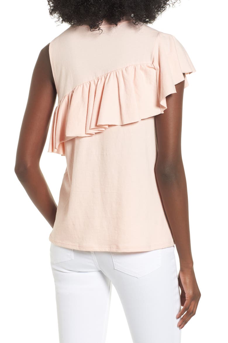 Asymmetrical Ruffle Tee, Alternate, color, PINK HERO