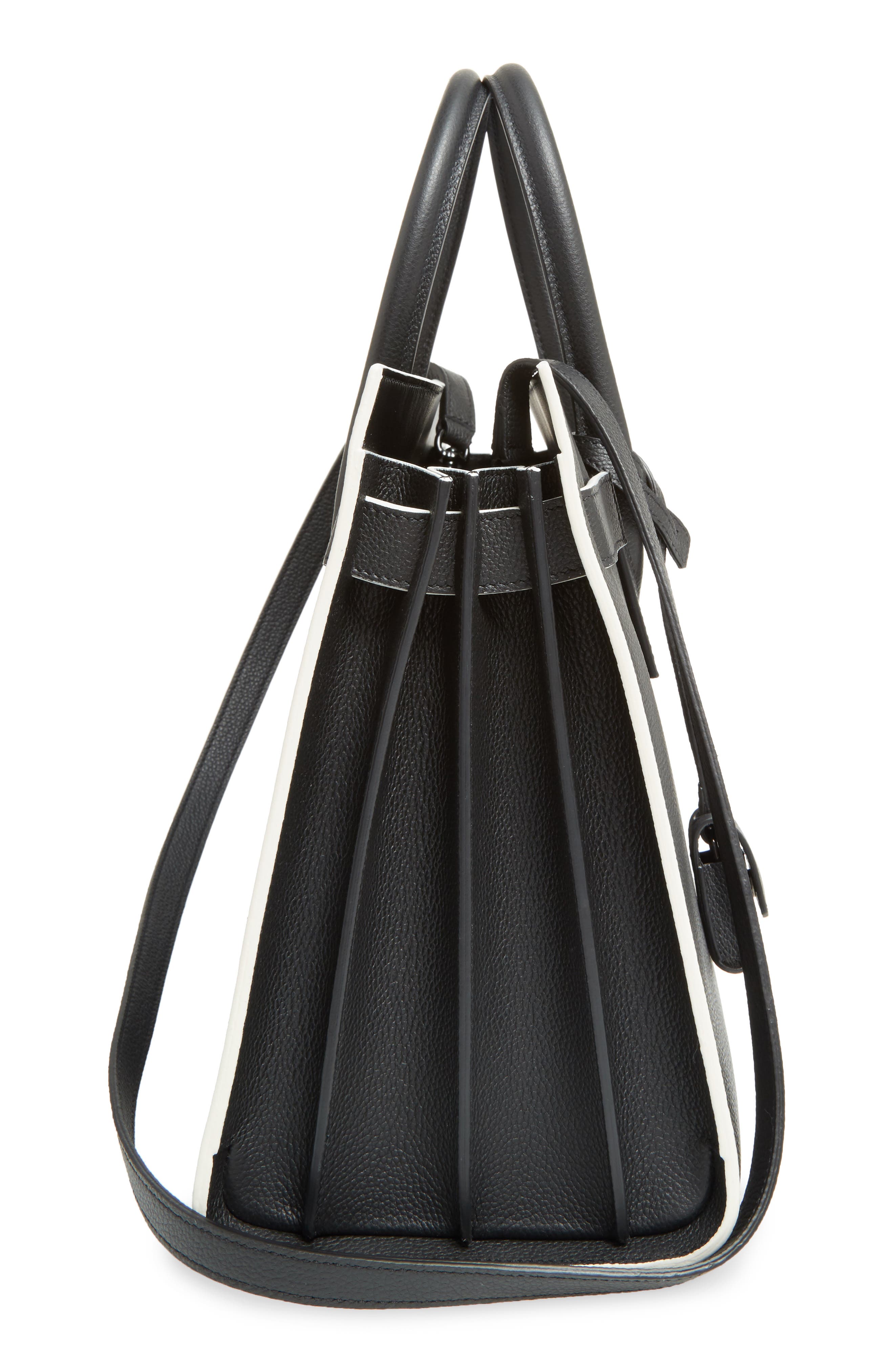 Small Sac de Jour Leather Tote, Alternate, color, NERO /PORCELLANA