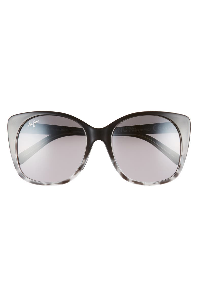 Mele 55mm PolarizedPlus2® Round Cat Eye Sunglasses, Alternate, color, BLACK GREY TORT/NEUTRAL GREY