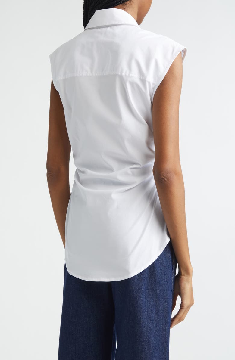 Veronica Beard Devra Ruched Button-Up Shirt, Alternate, color, White