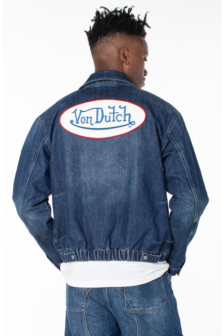 Pagans Collared Bomber Denim Jacket, Alternate, color, AZURE FROST