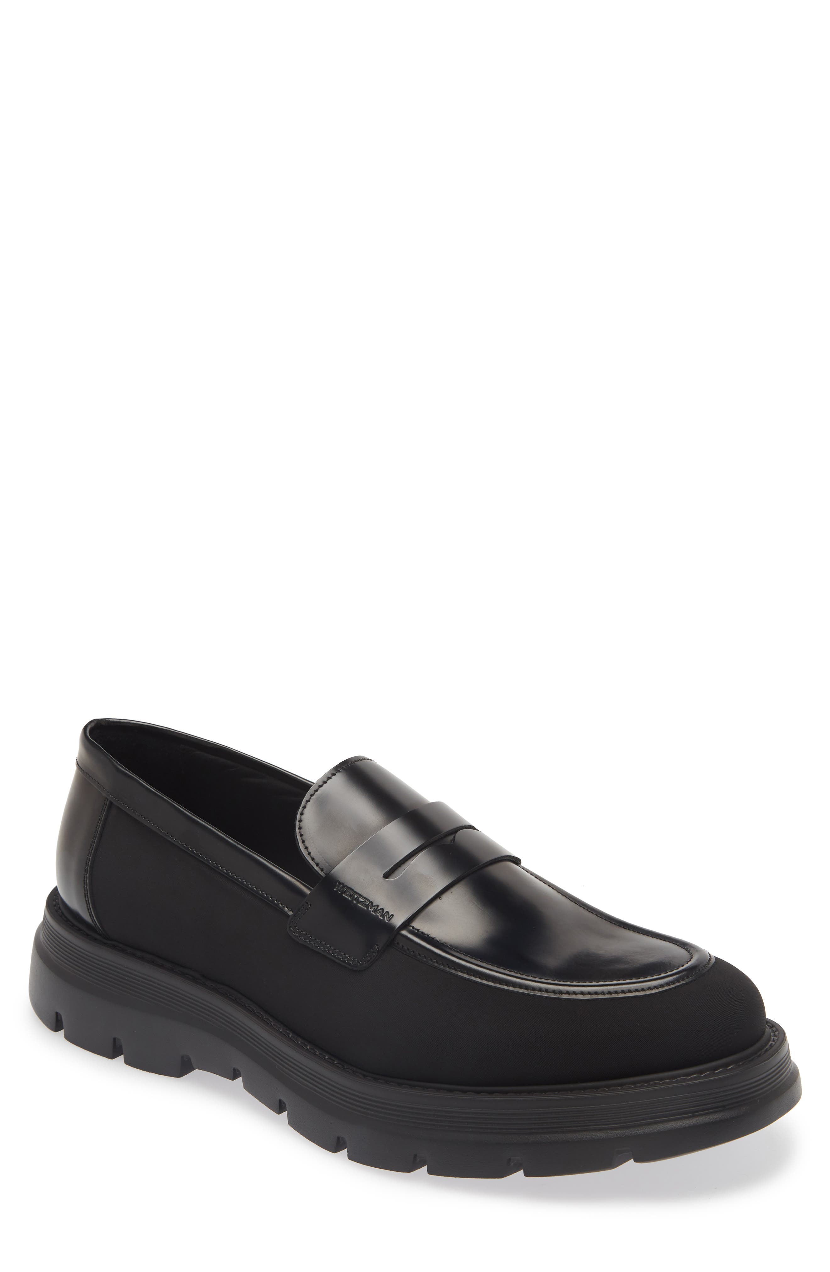 Stuart Weitzman Club LA Lugged Penny Loafer, Main, color, Black