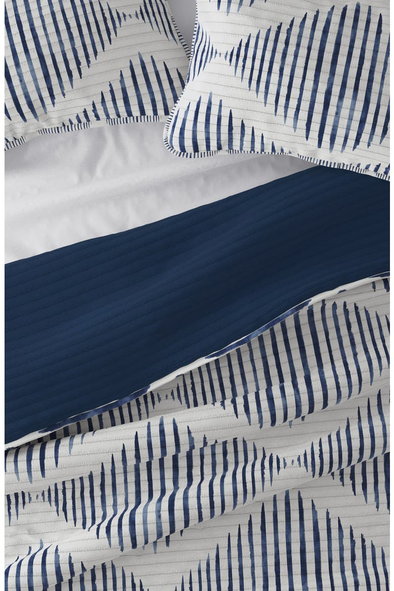 All Season Distressed Diamond Reversible Down Alternative Quilt & Sham Set, Alternate, color, NAVY