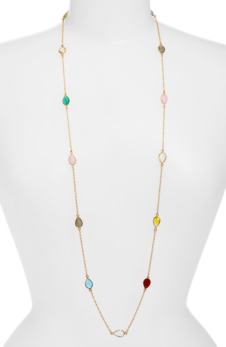 Kiara by Ki-ele Elisabeth Rainbow Station Necklace, Alternate, color, Gold