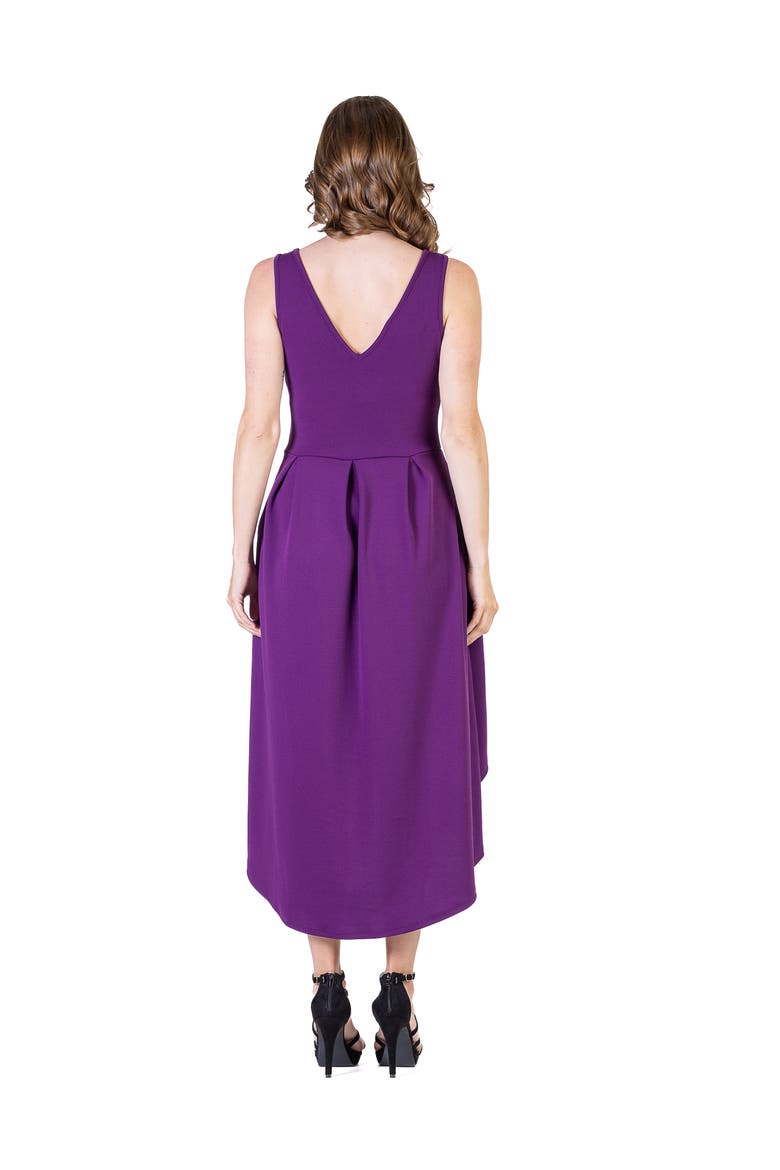 Sleeveless Fit N Flare High Low Dress, Alternate, color, Purple