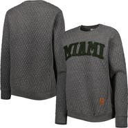 PRESSBOX Women's Pressbox Heather Charcoal Miami Hurricanes Moose Quilted Pullover Sweatshirt