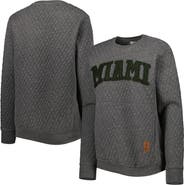 PRESSBOX Women's Pressbox Heather Charcoal Miami Hurricanes Moose Quilted Pullover Sweatshirt