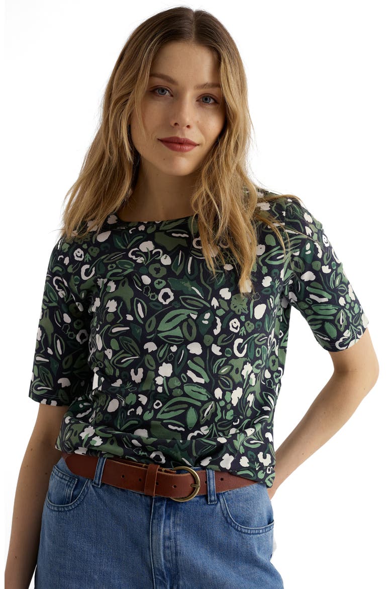 Poisson Print Organic Cotton T-Shirt, Alternate, color, GARDEN PLANTS INKWELL
