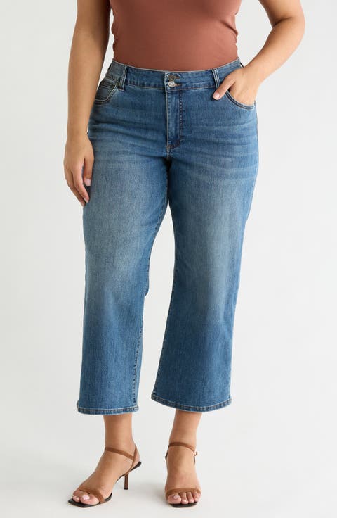 Lucy High Waist Crop Wide Leg Jeans (Gaura) (Plus)