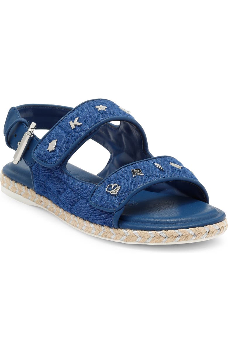 KARL LAGERFELD PARIS Charlay Studded Ankle Strap Sandal, Main, color, Blue