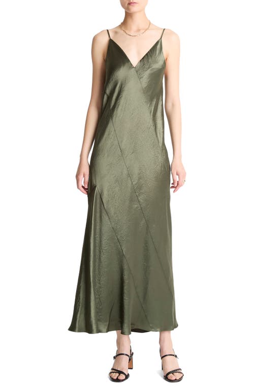 Vince Panelled Bias Cut Satin Slipdress In Green