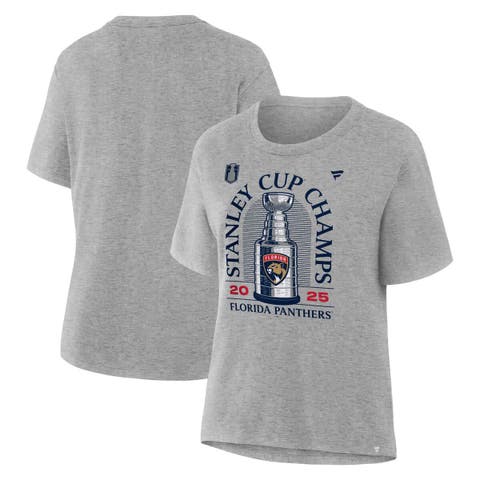 Women's Fanatics Heather Gray Florida Panthers 2025 Stanley Cup Champions Locker Room T-Shirt
