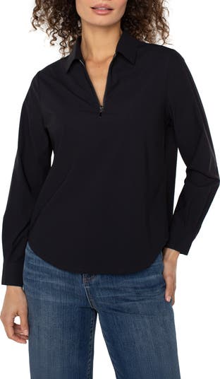 Liverpool Los Angeles Half Zip Collar Shirt | Nordstrom