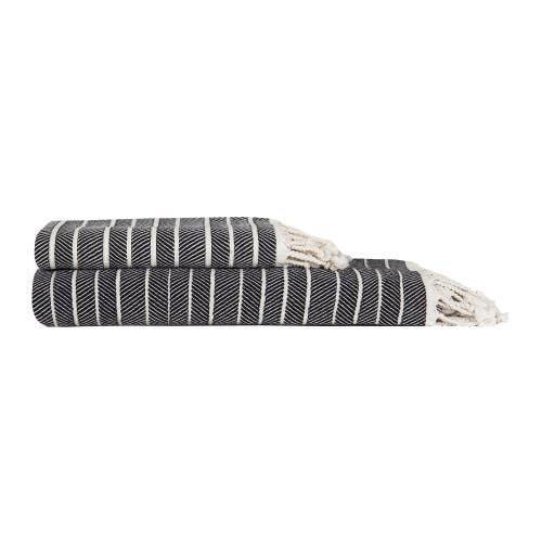 Olive And Linen Olive & Linen Cloud Soft Turkish Towel Set In Black