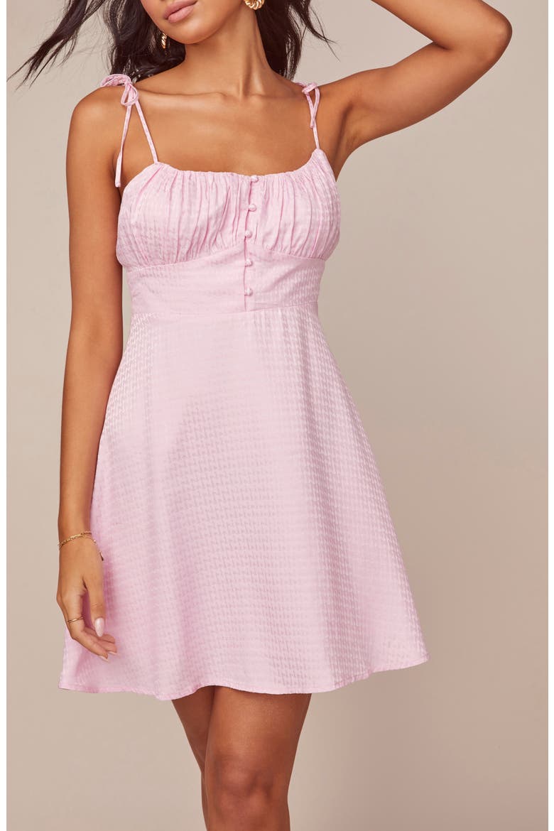 Mon Cherri Texture Print Tie Shoulder Minidress, Alternate, color, BUBBLEGUM-PINK