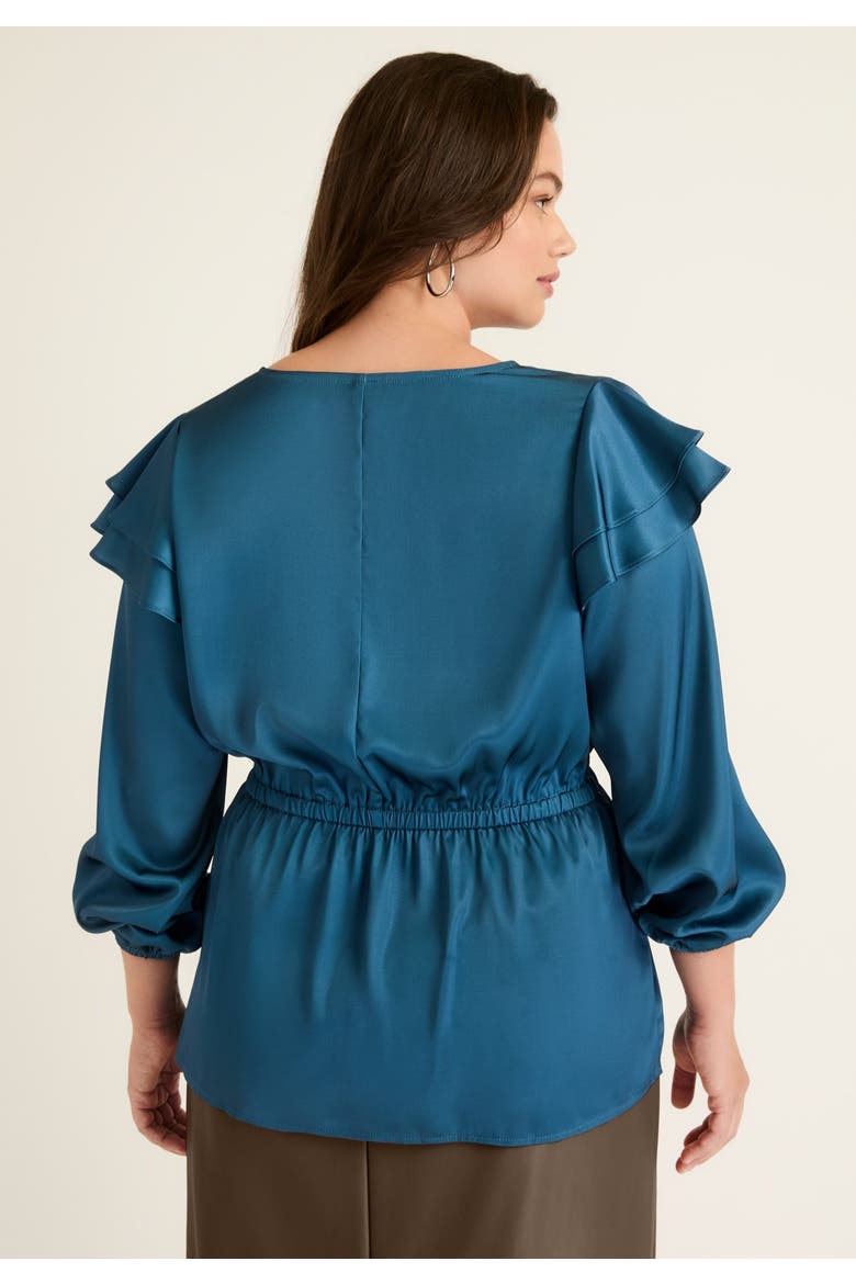 Satin Peplum Top, Alternate, color, DEEP DIVE