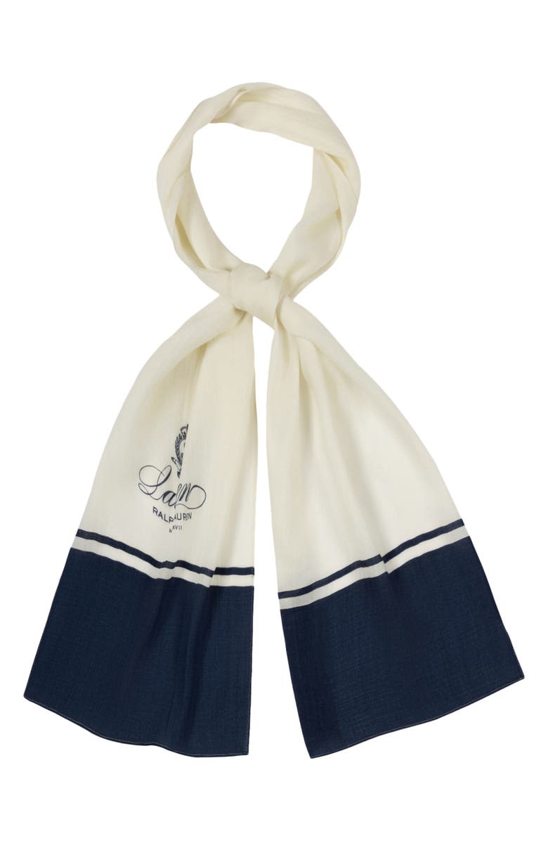 Polo Ralph Lauren Spring Logo Wool & Silk Oblong Scarf, Main, color,