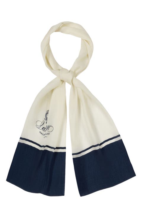 Spring Logo Wool & Silk Oblong Scarf
