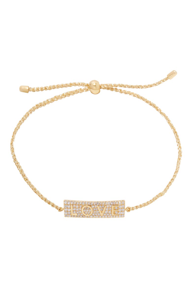 Love Shimmer Plate Slide Bracelet, Main, color, WHITE/ GOLD METALLIC/ GOLD