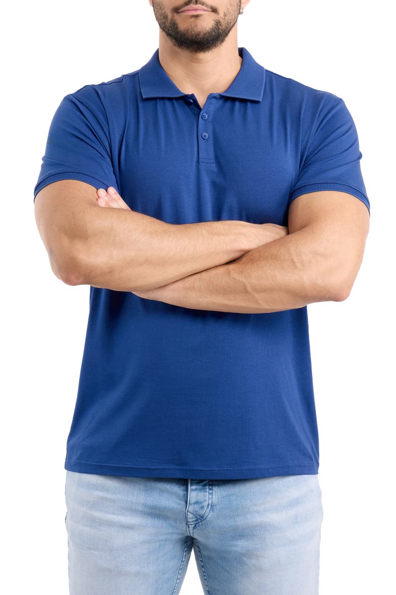 Stretch Cotton Rib Polo, Main, color, TRUE/ BLUE