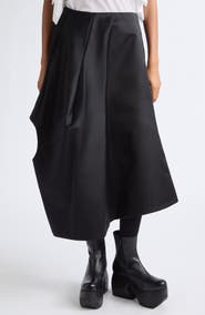 Comme des Garçons Asymmetrical Draped Satin Midi Skirt