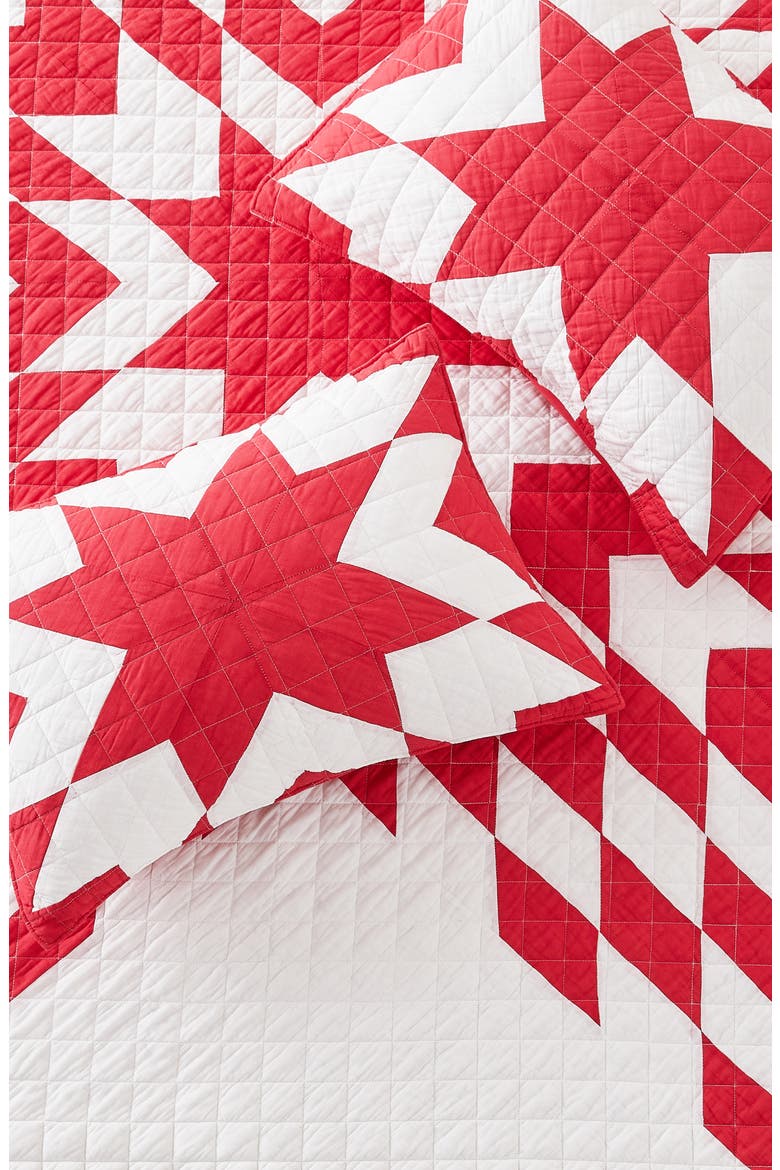 Star Patch Patchwork Quilt Set, Alternate, color, RED